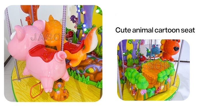carousel ride with Cute animal cartoon seat